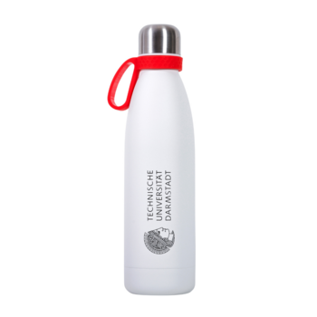 White thermal drinking bottle from TU Darmstadt